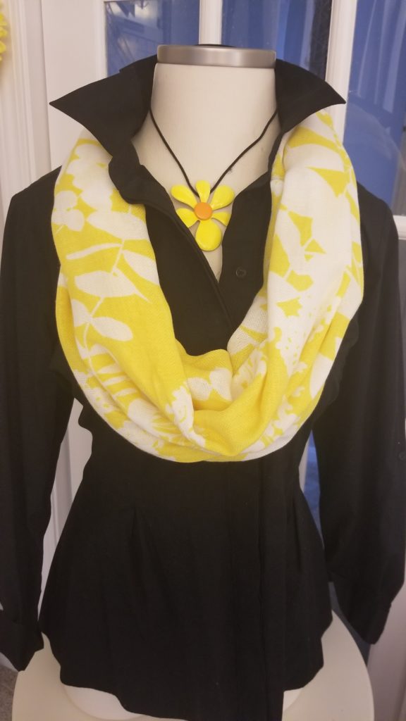 Yellow scarf with black shirt